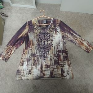 Long Sleeve Jeweled Shirt by New Directions